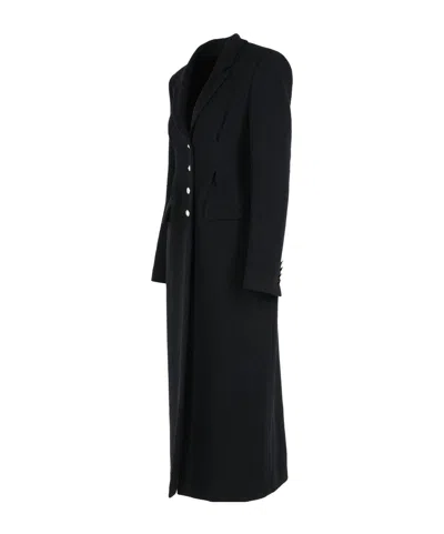 Alessandra Rich Wool Blend Coat Button Detailing In Black