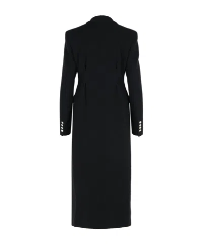Alessandra Rich Wool Blend Coat Button Detailing In Black