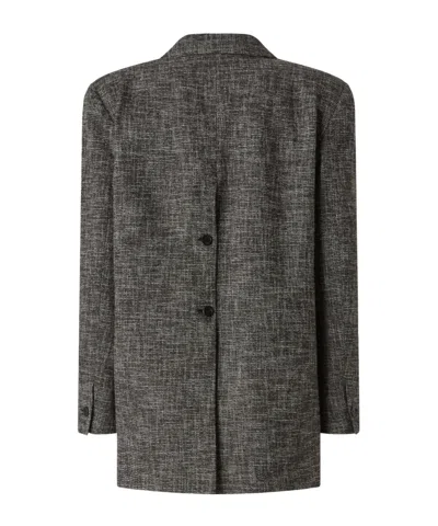 Pinko Double-breasted Flannel Blazer In Gray