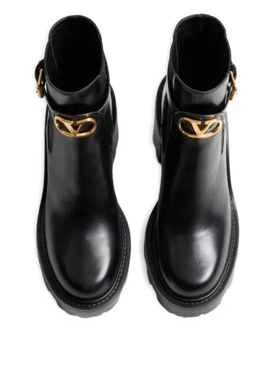 Valentino Garavani Vlogo Signature Ankle Boot In Calfskin 55mm Woman Black 40.5