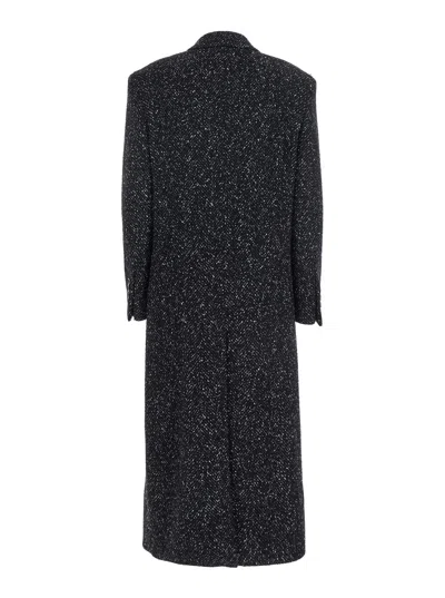 Dolce & Gabbana Embroidered Wool Blend Coat In Black