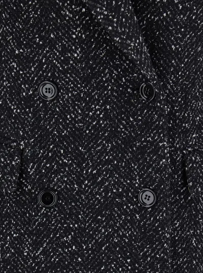 Dolce & Gabbana Embroidered Wool Blend Coat In Black