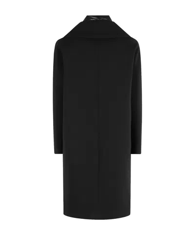 Herno Double-breasted Wool Coat Technical Bib In Black