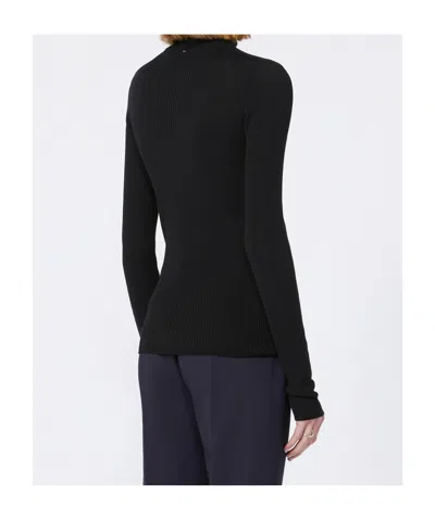 Sportmax Brianza Ribbed Wool Turtleneck Sweater In Black