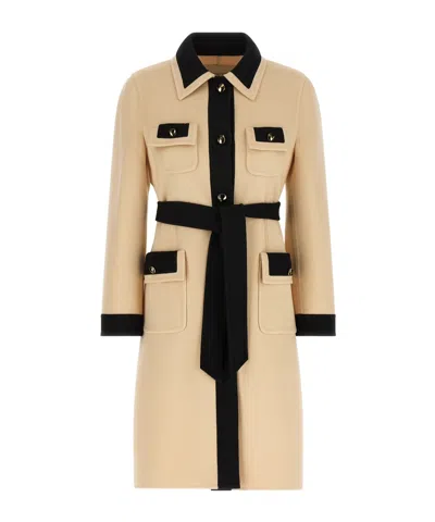 Valentino Ivory Black Single-breasted Coat In Brown