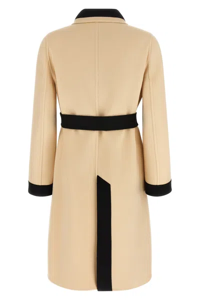 Valentino Ivory Black Single-breasted Coat In Brown