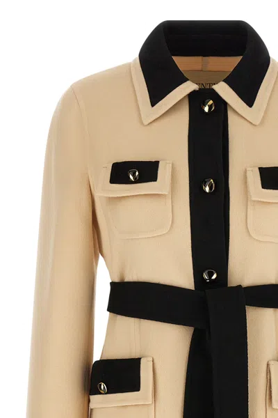 Valentino Ivory Black Single-breasted Coat In Brown