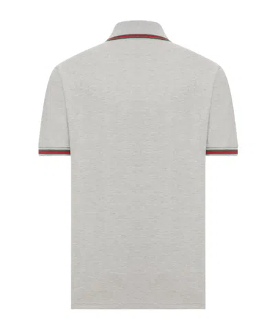 Gucci Grey Polo Shirt With Web Details And Logo Lettering On The Front In Wool Blend Man In Gray