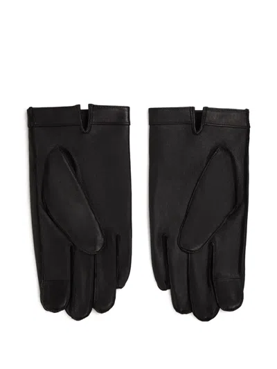Karl Lagerfeld Monogram Sheepskin Gloves In Black