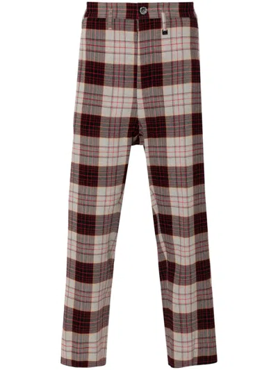 Vivienne Westwood Straight Checkered Slim Cut Trousers In Red