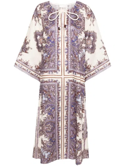 Zimmermann Paisley Print Linen Midi Dress