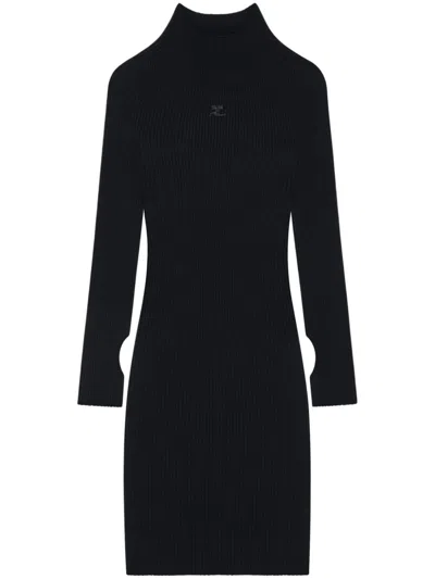Courrèges Courreges Short Ribbed Dress In Black