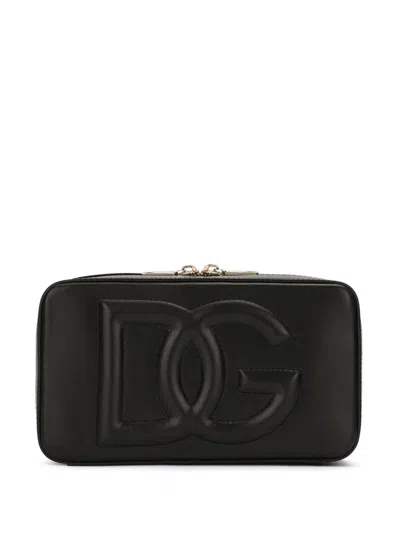 Dolce & Gabbana Black Crossbody Bag With Quilted Logo In Leather Woman