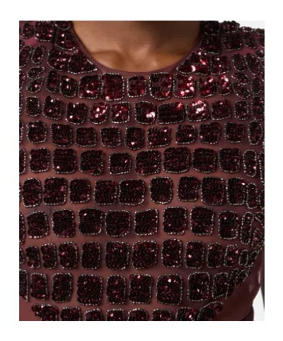 Elisabetta Franchi Fitted Midi Dress With Glossy Embellishments In Brown