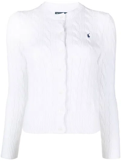 Polo Ralph Lauren Cable-knit Cotton Crewneck Cardigan Clothing In Blue