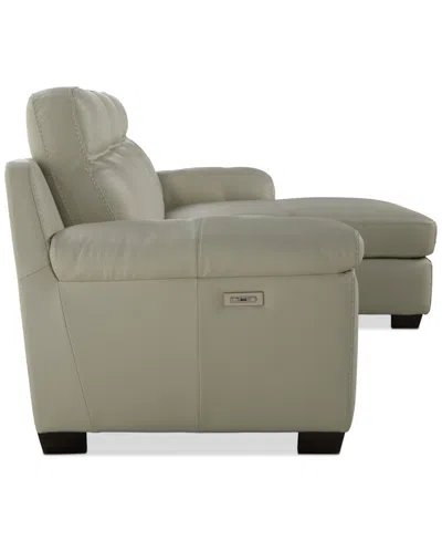 Macy's Julius Ii 3-pc. Leather Chaise Sectional With 2 Power Recliners,  Exclusive In White