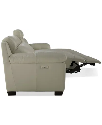 Macy's Julius Ii 3-pc. Leather Chaise Sectional With 2 Power Recliners,  Exclusive In White