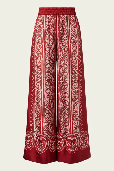 La Doublej La Double J Silk Twill Palazzo Pants With Cobra Pattern In Red