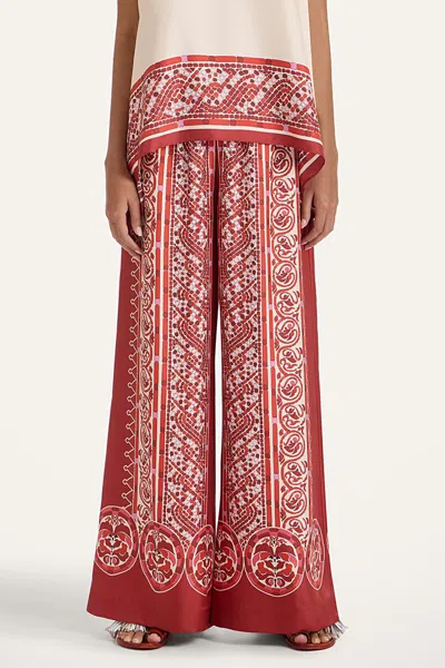 La Doublej La Double J Silk Twill Palazzo Pants With Cobra Pattern In Red