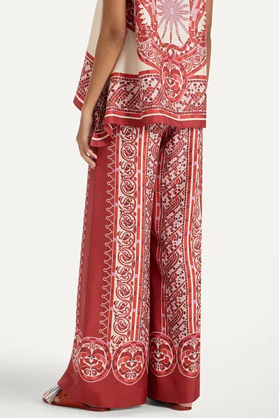 La Doublej La Double J Silk Twill Palazzo Pants With Cobra Pattern In Red