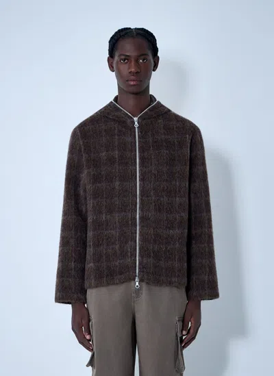 Our Legacy Textured Full Zip Hood Sweatshirt With Cozy Hood In Multi