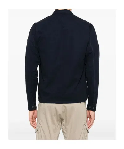 C.p. Company Long-sleeve Boxy Fit Shirt With Round Lens Detail In Blue