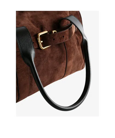 Marc Jacobs Buckle Double Handle Structured Suede Top In Brown