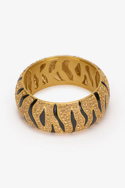 Roberto Cavalli Bangle With Crystals And Tiger Skin Pattern In Multi