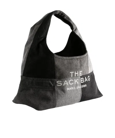 Marc Jacobs Patchwork Cotton Shoulder Bag With Top Handle In Black