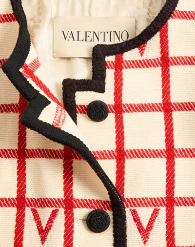 Valentino Casual Jacket With Contrast Trim And Pockets In Neutral