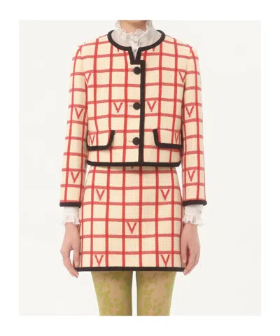 Valentino Casual Jacket With Contrast Trim And Pockets In Neutral