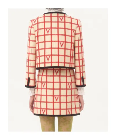 Valentino Casual Jacket With Contrast Trim And Pockets In Neutral