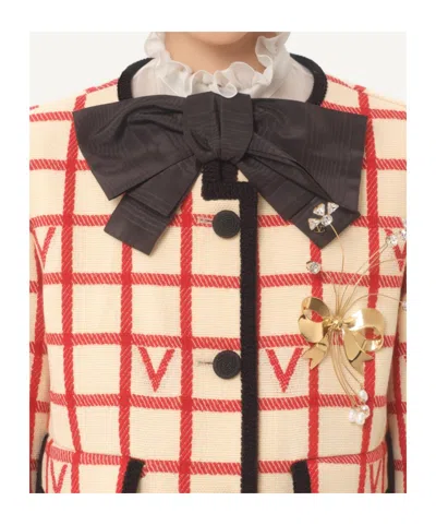 Valentino Casual Jacket With Contrast Trim And Pockets In Neutral