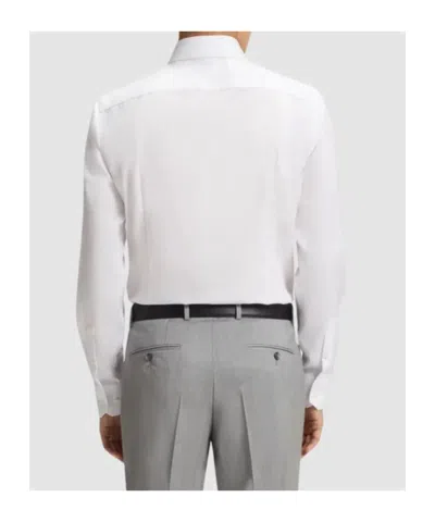 Hugo Boss Slim-fit Shirt In Italian-made Performance-stretch Jersey In White