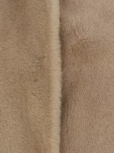 Yves Salomon Round-neckline Concealed-fastening Coat In Neutral