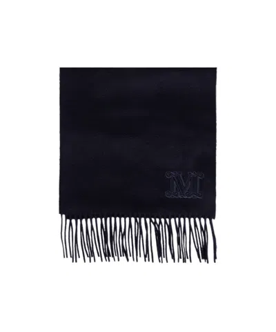 Max Mara Cashmere Scarf Featuring Monogram Design In Blue