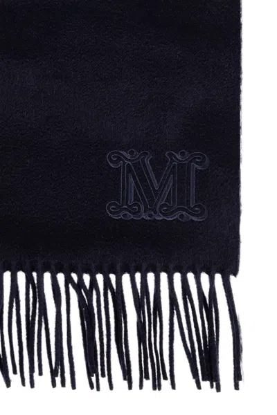Max Mara Cashmere Scarf Featuring Monogram Design In Blue