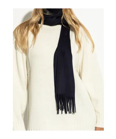 Max Mara Cashmere Scarf Featuring Monogram Design In Blue