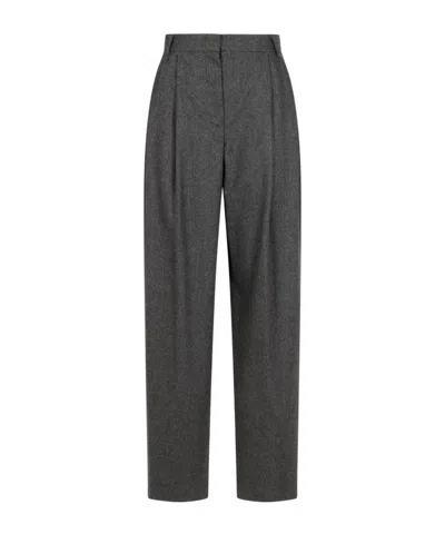Emporio Armani Trousers Checked Wool Pleated Front In Gray
