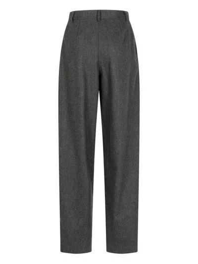 Emporio Armani Trousers Checked Wool Pleated Front In Gray