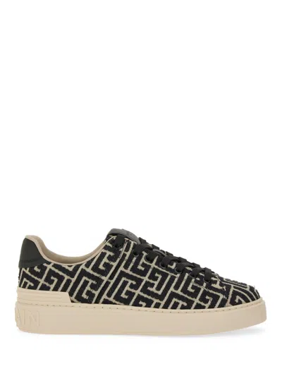 Balmain B Court Monogram Jacquard Low-top Sneaker In Brown