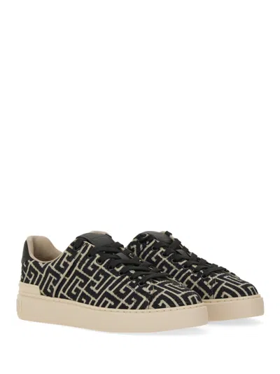 Balmain B Court Monogram Jacquard Low-top Sneaker In Brown