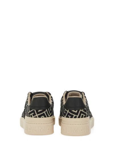 Balmain B Court Monogram Jacquard Low-top Sneaker In Brown
