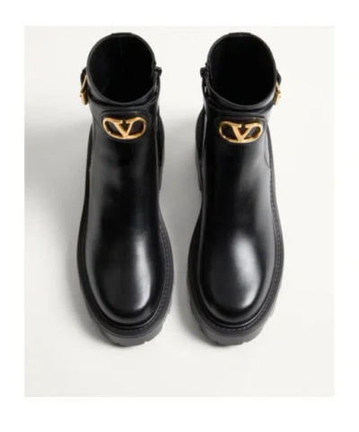 Valentino Garavani Vlogo Signature Ankle Boot In Calfskin 55mm Woman Black 40.5