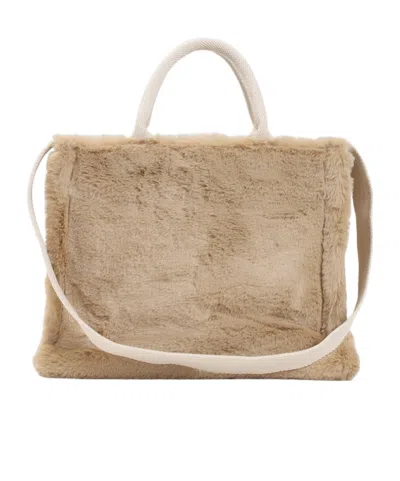 Marni Small Rectangular Basket Bag With Plush Faux Fur Fabric