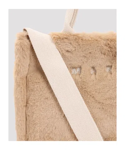 Marni Small Rectangular Basket Bag With Plush Faux Fur Fabric