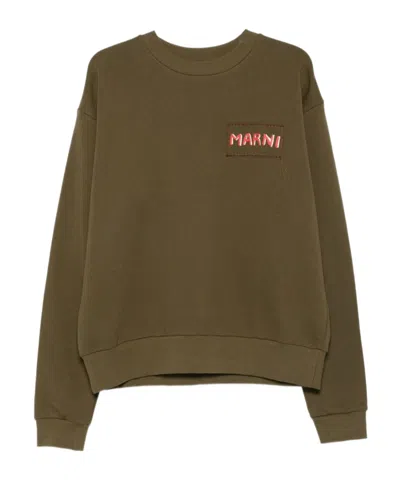 Marni Logo-print Sweatshirt In Green