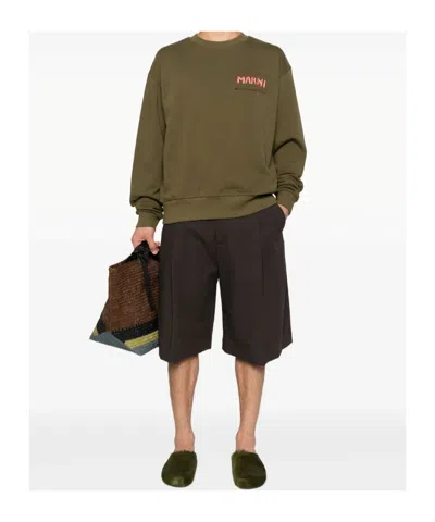 Marni Logo-print Sweatshirt In Green