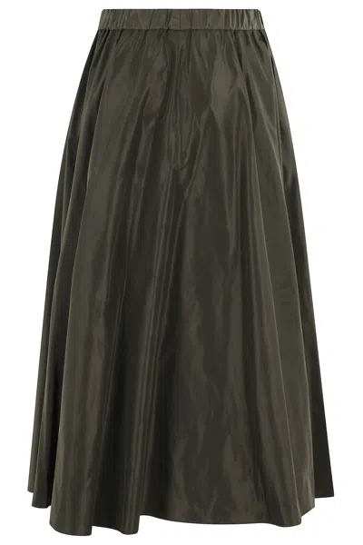 Aspesi Expanded Midi Skirt With Elastic Waistband In Green