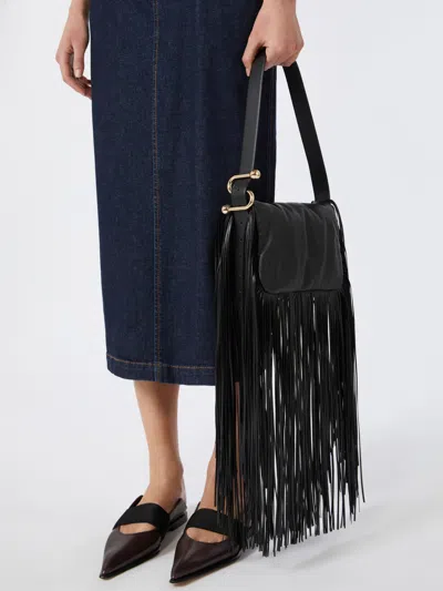 Sportmax Mini Soffy Bag In Nappa With Fringes In Black